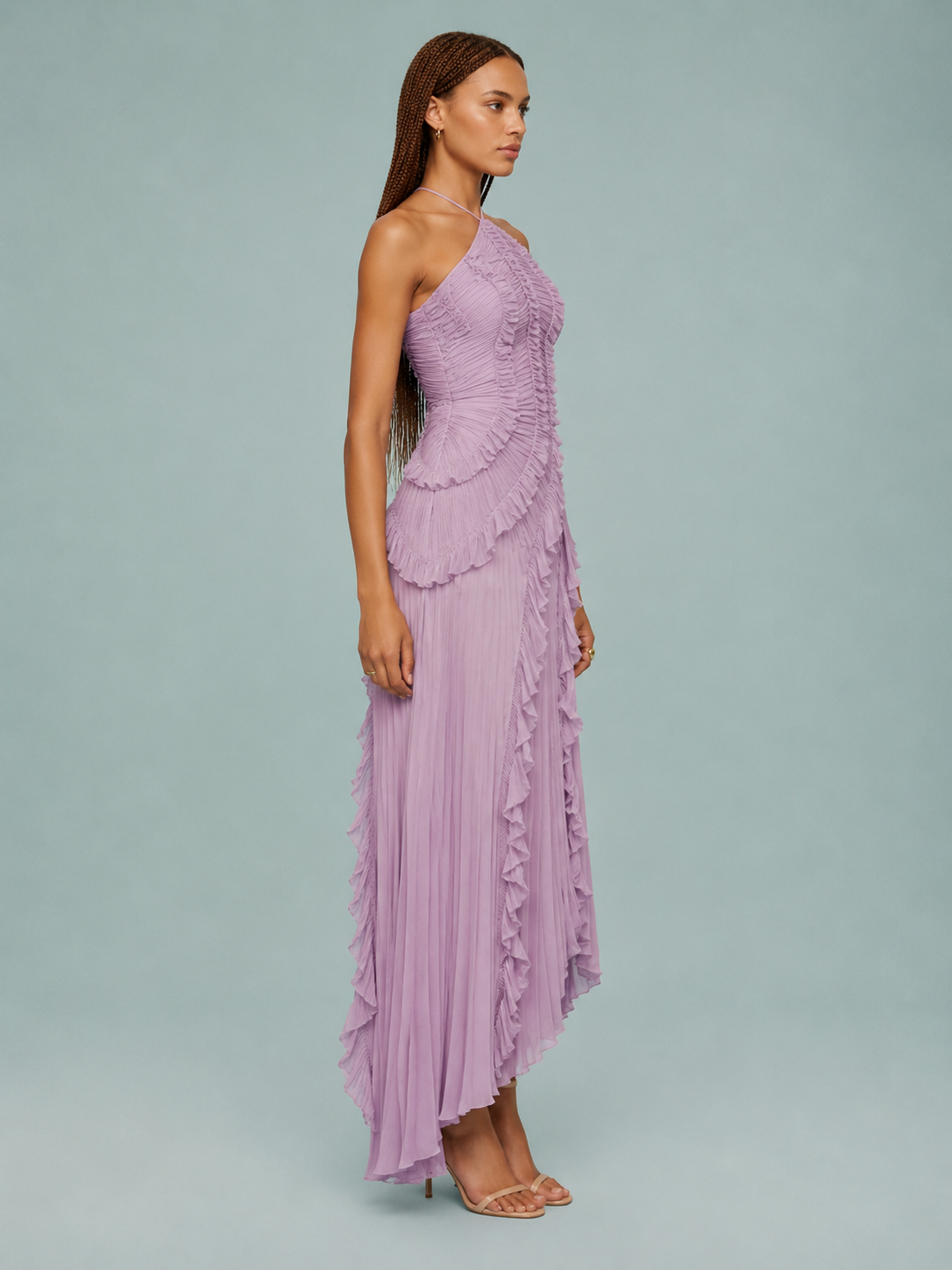Fiona | Women's Embroided Halterneck Maxi Dress