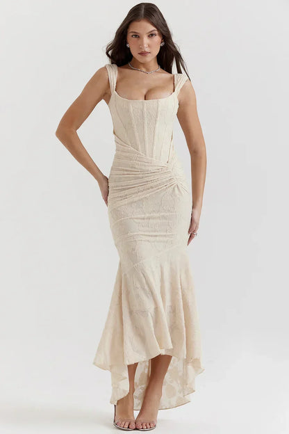 Sharon | Women's Embroided Assymatrical Wedding Guest Dress