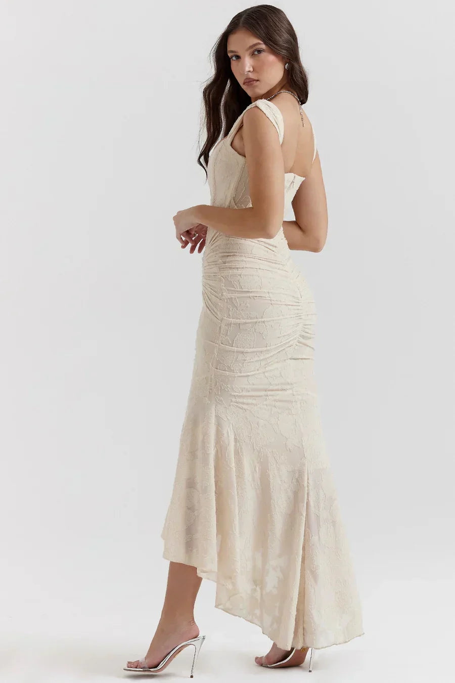Sharon | Women's Embroided Assymatrical Wedding Guest Dress
