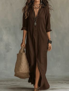 Yvonne | Women's Summer Linen Maxi Dress
