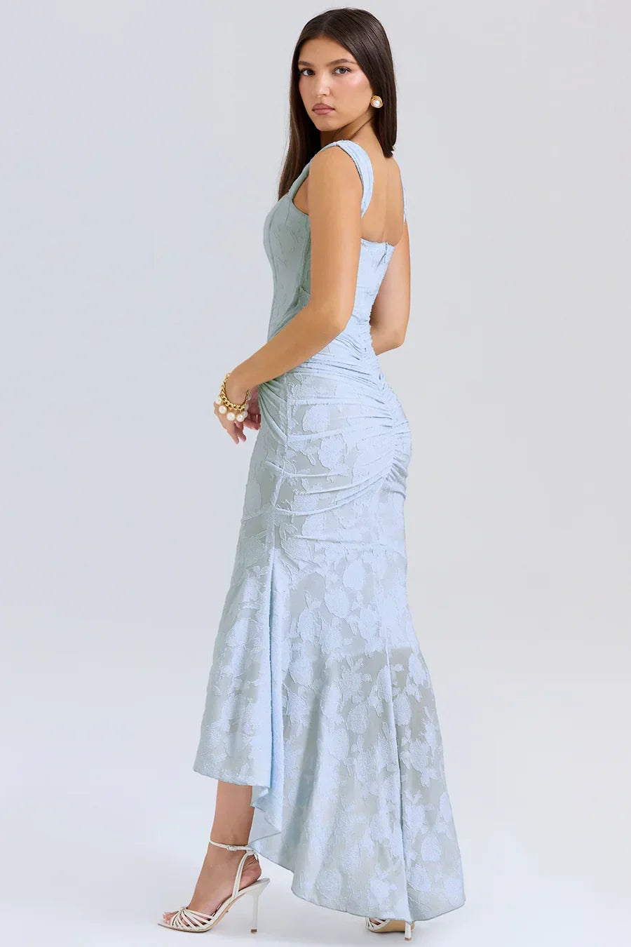Sharon | Women's Embroided Assymatrical Wedding Guest Dress