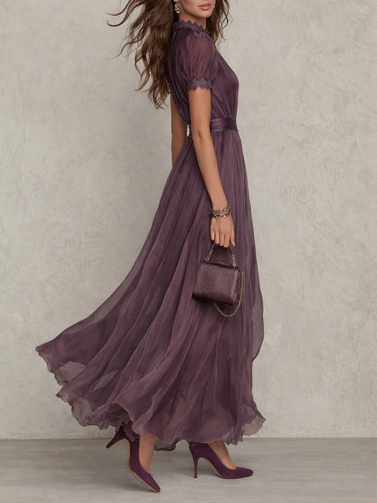 Jessica | Women's Romantic Flowing Lace-Detail Maxi Dress