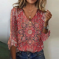 Karen | Women's Elegant Printed Boho Blouse