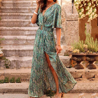 Kate | Women's Printed Shortsleeve Wrap Maxi Dress