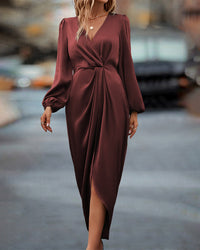 Katie | Women's Elegant Long Sleeve Midi Dress