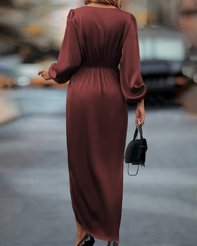 Katie | Women's Satin Wrap Midi Dress