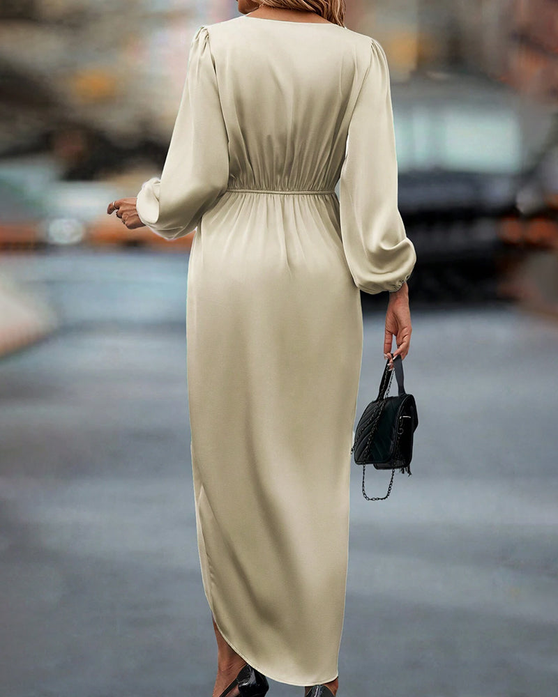 Katie | Women's Satin Wrap Midi Dress