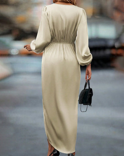 Katie | Women's Satin Wrap Midi Dress