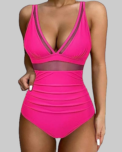 Kerry | Women's Plunging Mesh Panel Swimsuit