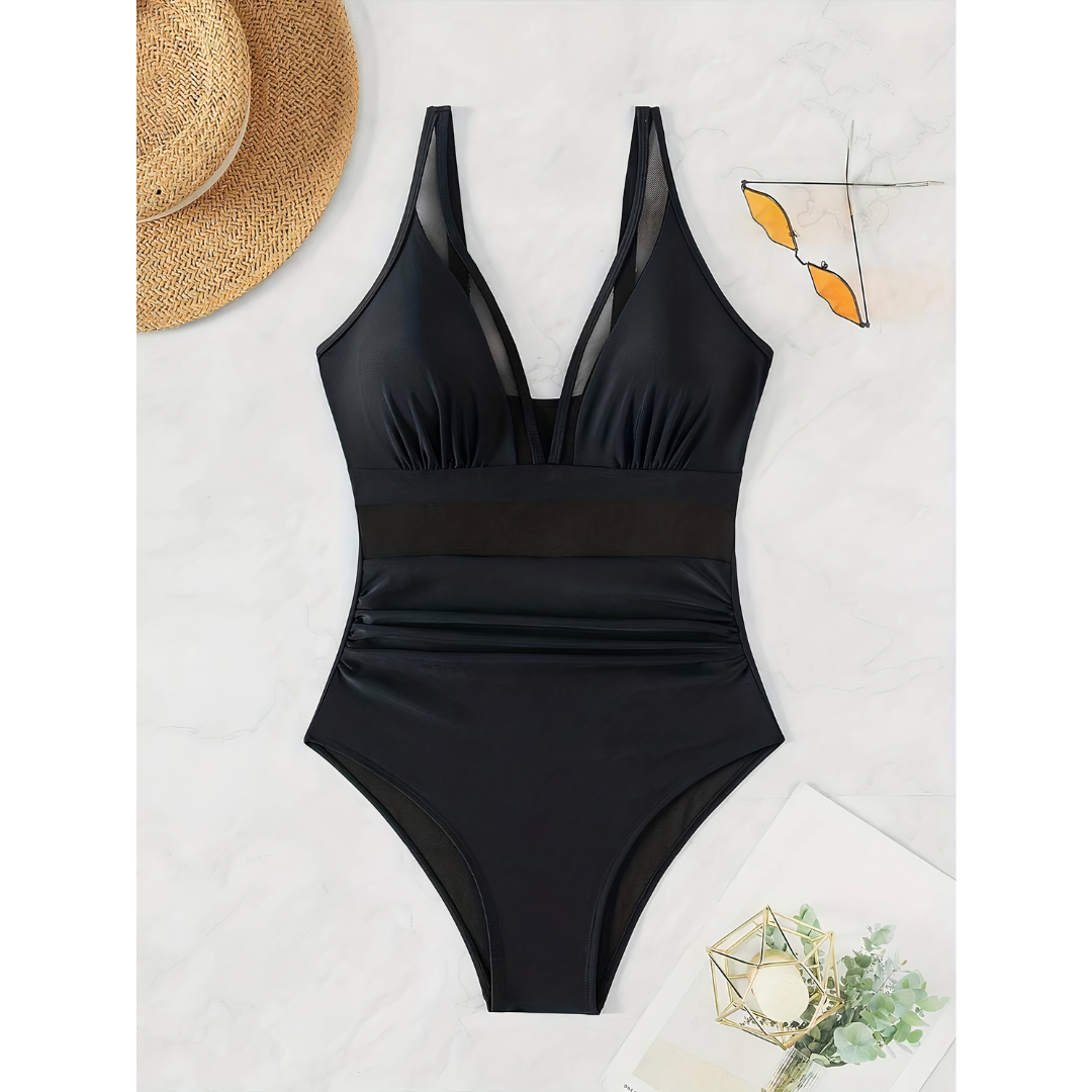 Kerry | Women's Plunging Mesh Panel Swimsuit