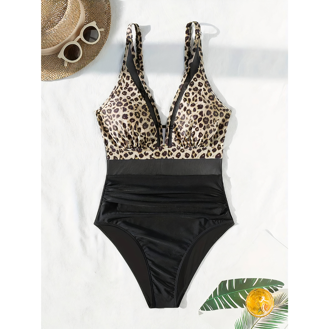 Kerry | Women's Plunging Mesh Panel Swimsuit