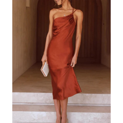 Victoria | Women's Evening One Shoulder Satin Dress