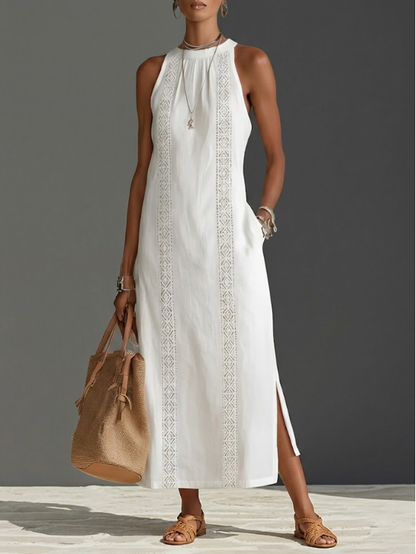 Beatrice | Women's Sleeveless Embroidered Summer Maxi Dress