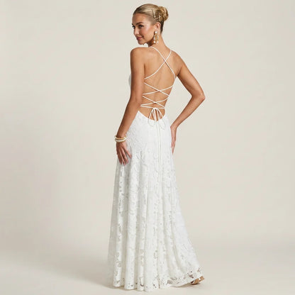 Holly | Women's Embroided Spaghetti Strep Evening Dress