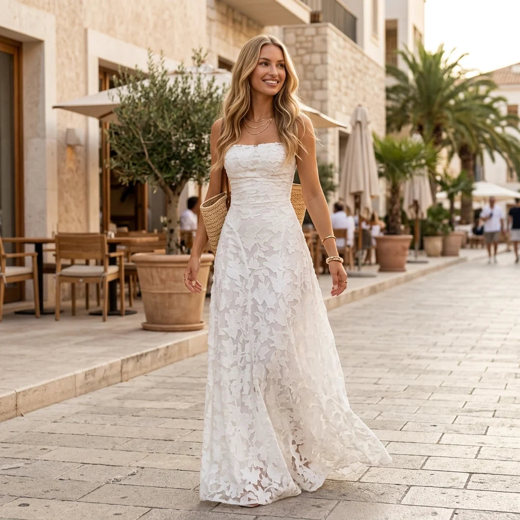 Holly | Women's Embroided Spaghetti Strep Evening Dress