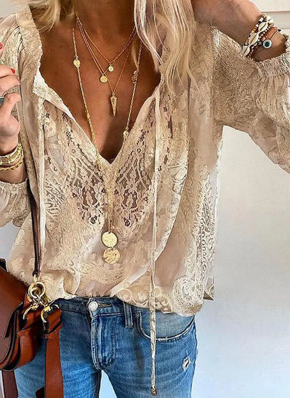 Michelle | Women's Romantic Lace V-Neck Blouse