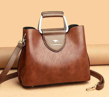 Olivia | Women's Structured Two-Tone Leather Tote Bag