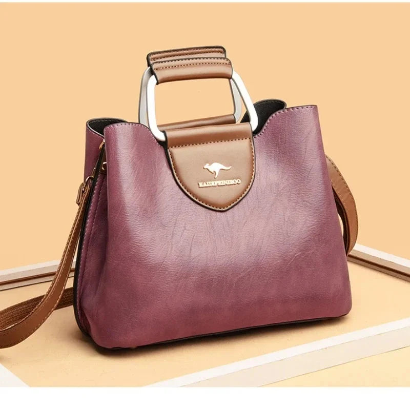 Olivia | Women's Structured Two-Tone Leather Tote Bag