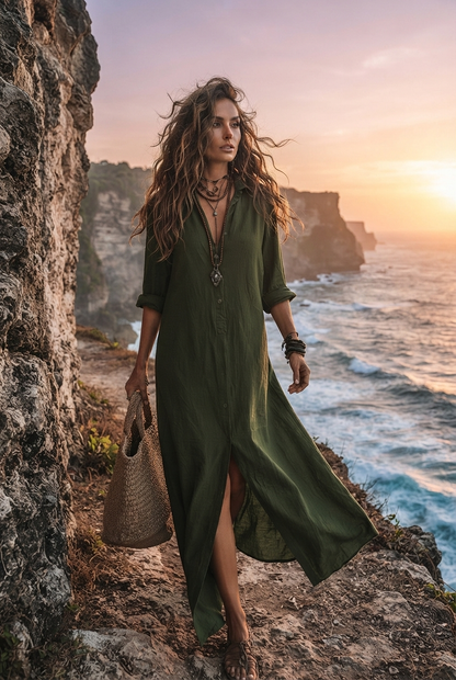 Yvonne | Women's Summer Maxi Shirt Dress