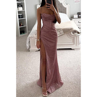 Samantha | Women's Strapless Glitter Maxi Dress