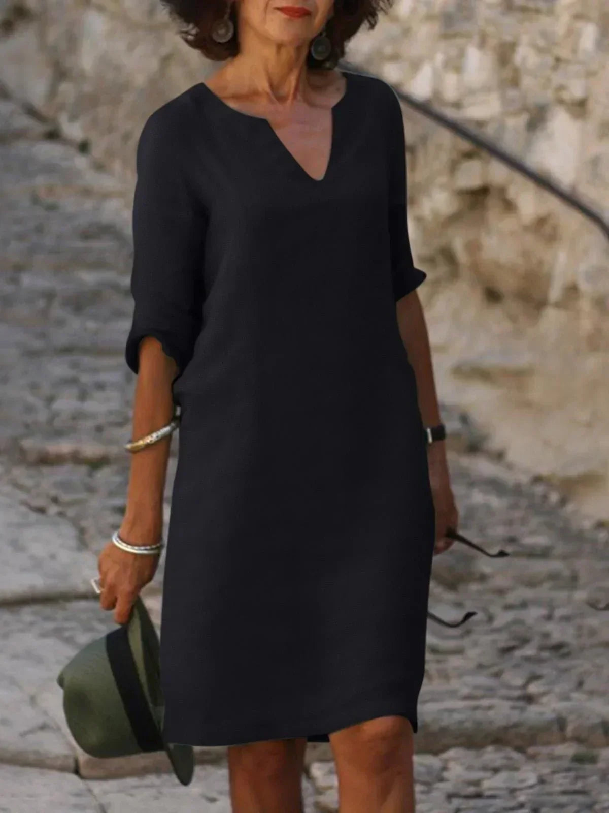Eliza | Women's Relaxed V-Neck Midi Dress