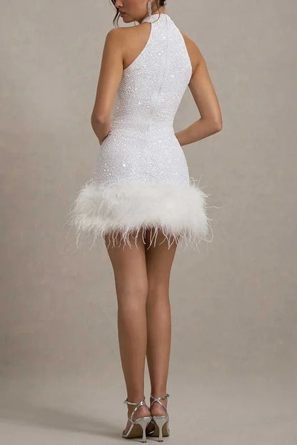 Karen | Women's Sequined Halter Cocktail Dress