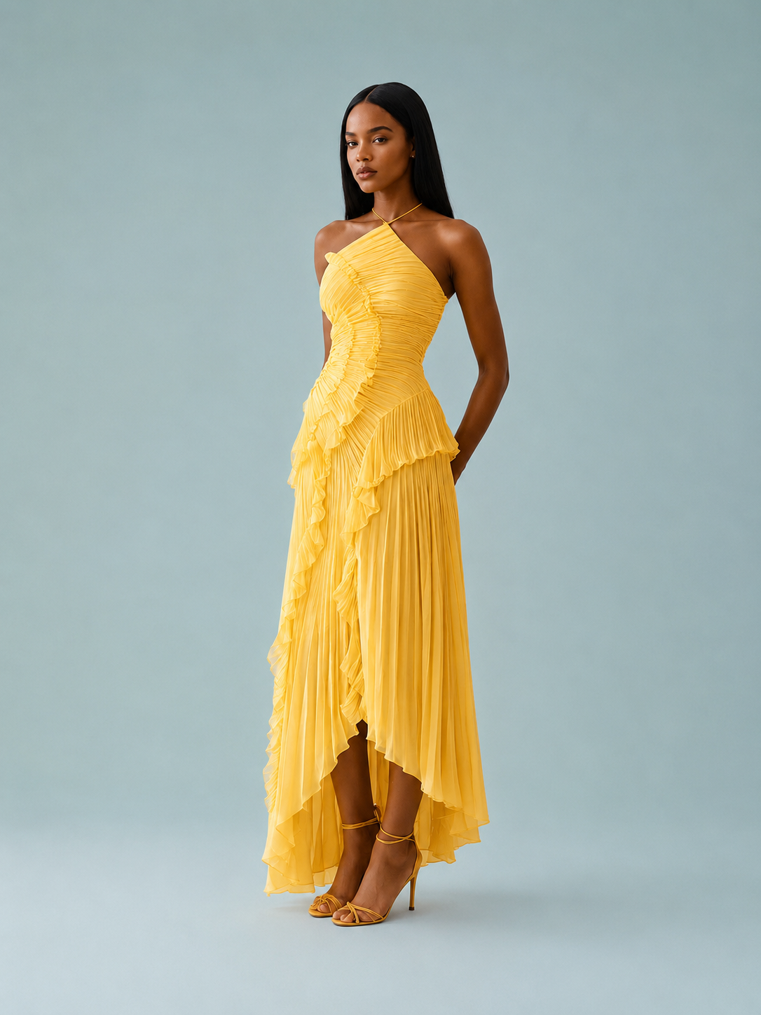 Fiona | Women's Embroided Halterneck Maxi Dress