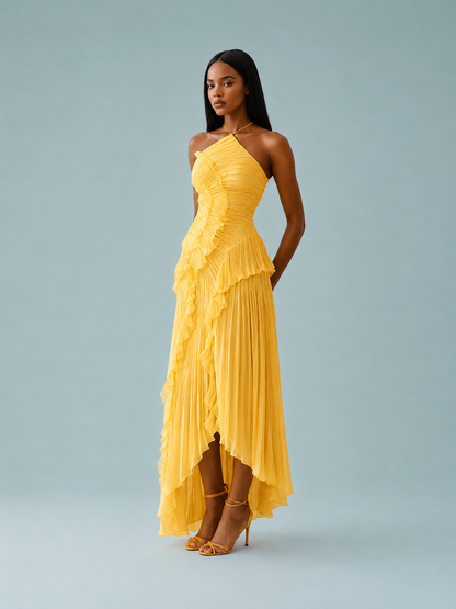Fiona | Women's Embroided Halterneck Maxi Dress