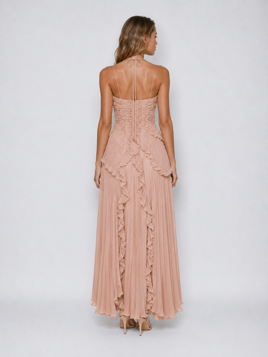 Fiona | Women's Embroided Halterneck Maxi Dress