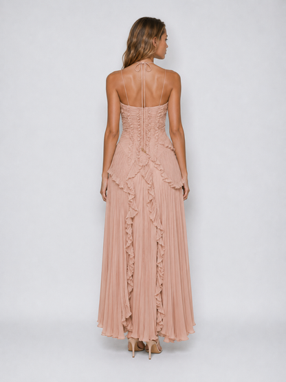 Fiona | Women's Embroided Halterneck Maxi Dress
