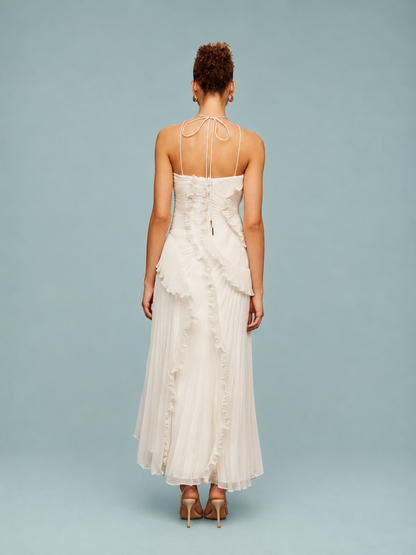 Fiona | Women's Embroided Halterneck Maxi Dress