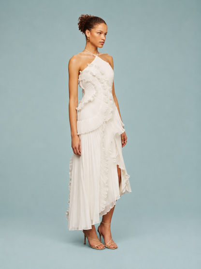 Fiona | Women's Embroided Halterneck Maxi Dress