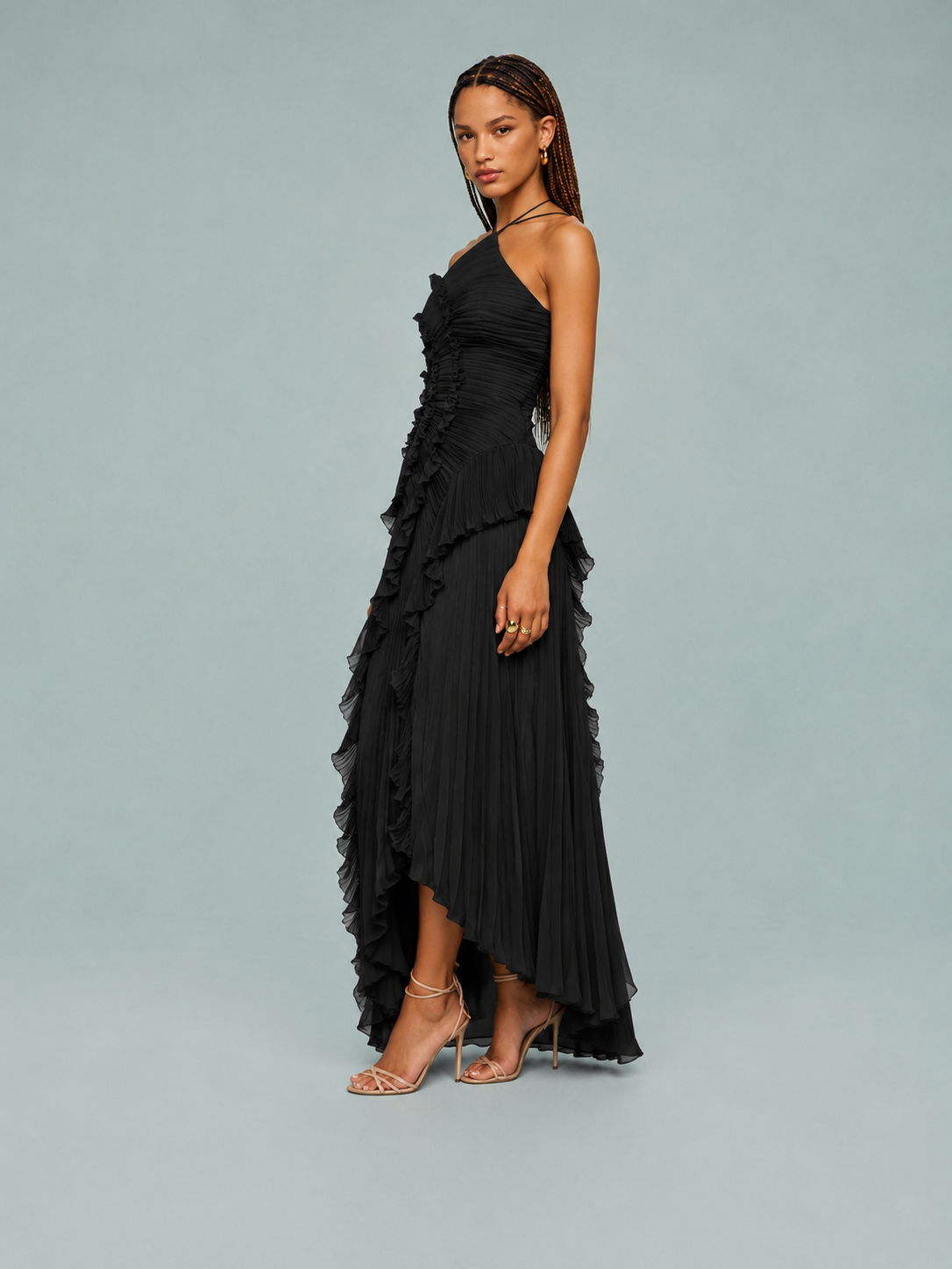 Fiona | Women's Embroided Halterneck Maxi Dress