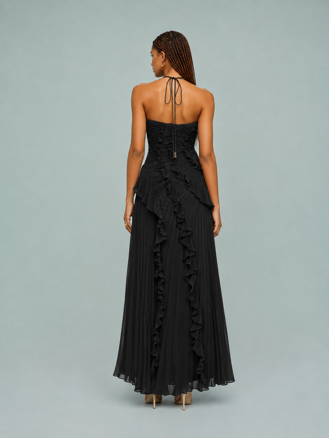 Fiona | Women's Embroided Halterneck Maxi Dress
