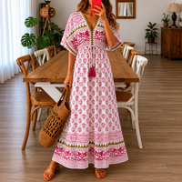 Ellie | Women's Boho Printed V-Neck Maxi Dress