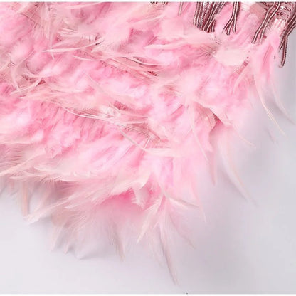 Frances | Women's Sequined Feather-Trim Mini Dress