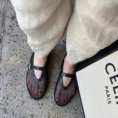 Summer | Women's Fishnet Ballerina's Mary Jane Flats