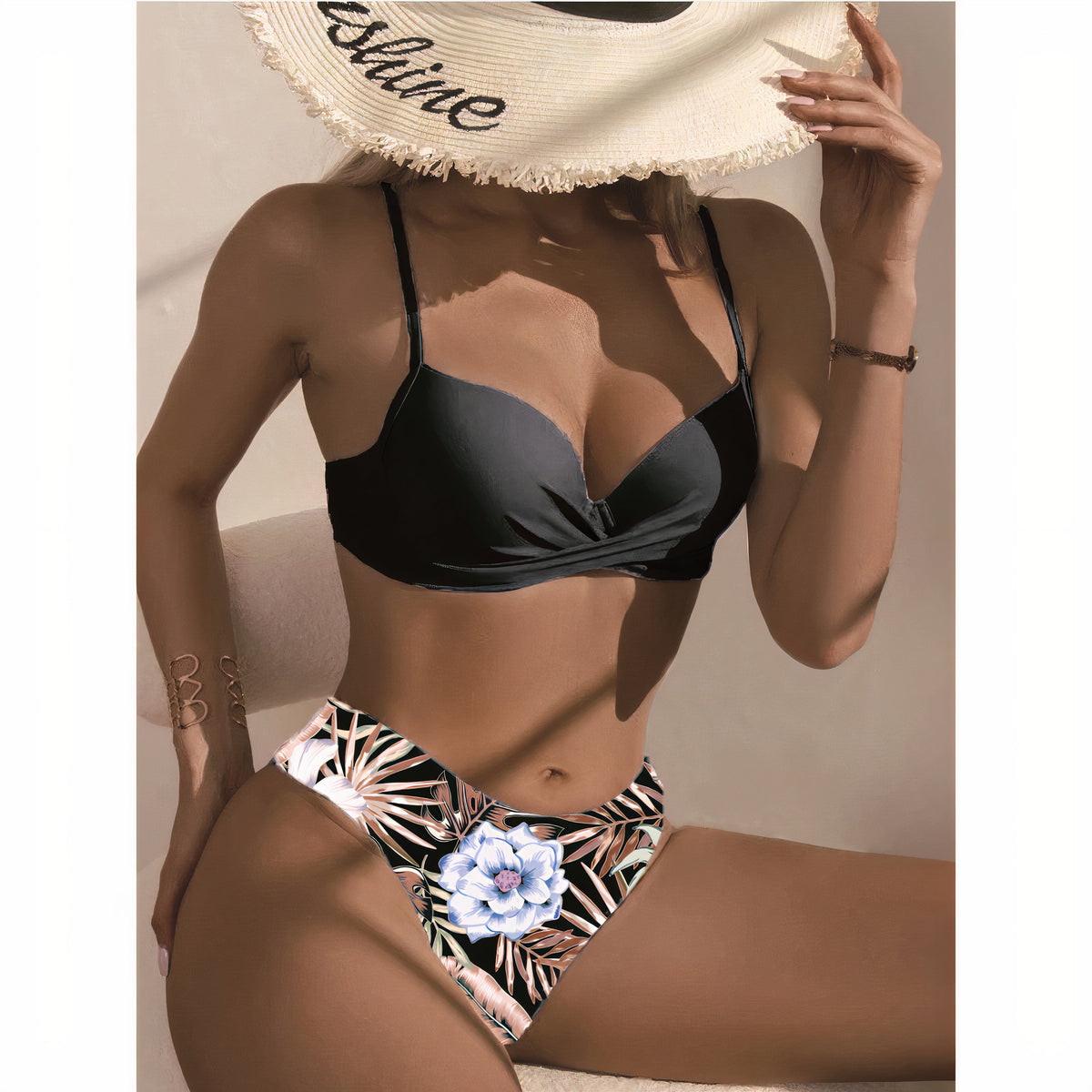 Summer | Women's Tropical Twist-Front Three-Piece Bikini Set