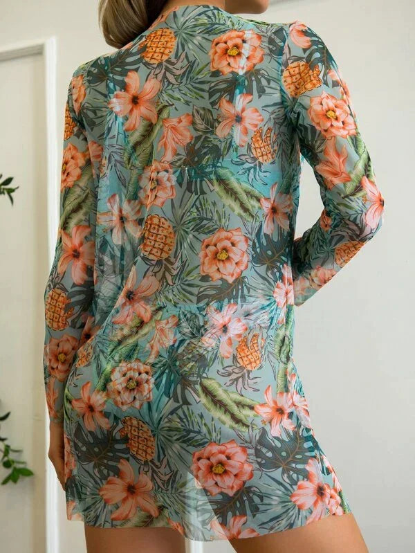 Summer | Women's Tropical Twist-Front Three-Piece Bikini Set