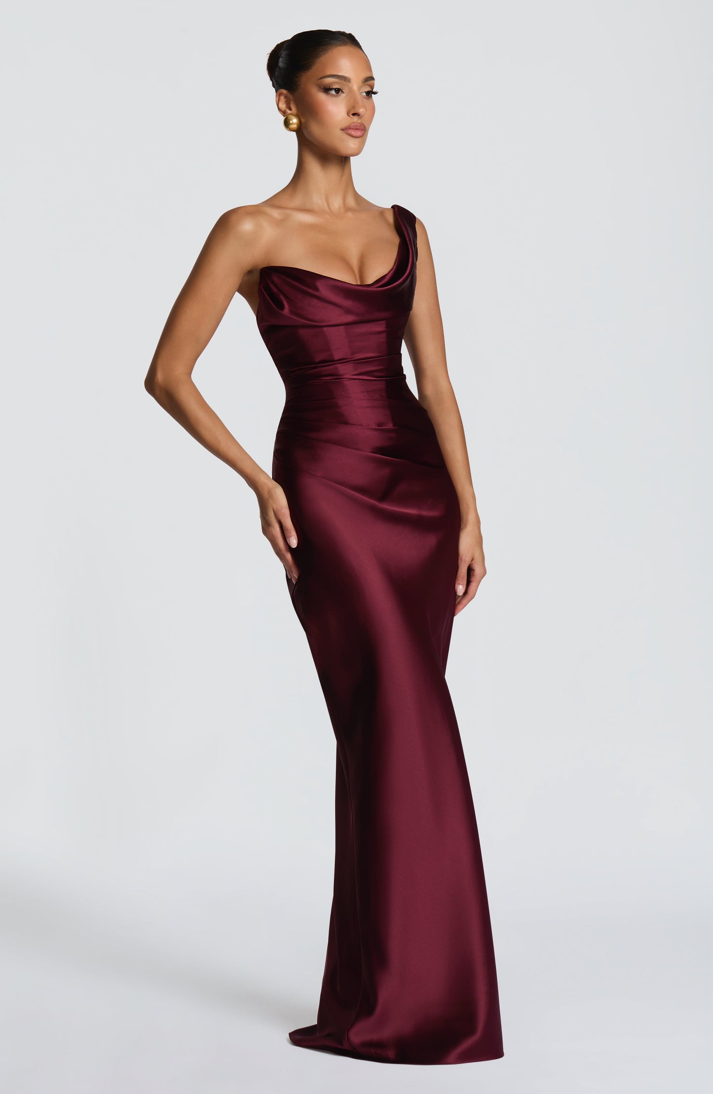 Sophia | Women's One Shoulder Satin Evening Dress