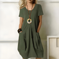 Jacqueline | Women's Relaxed Short-Sleeved Pocket Dress