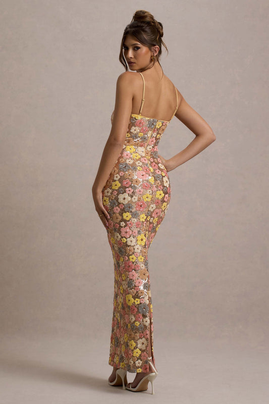 Julie | Women's Floral Glitter Bodycon Dress
