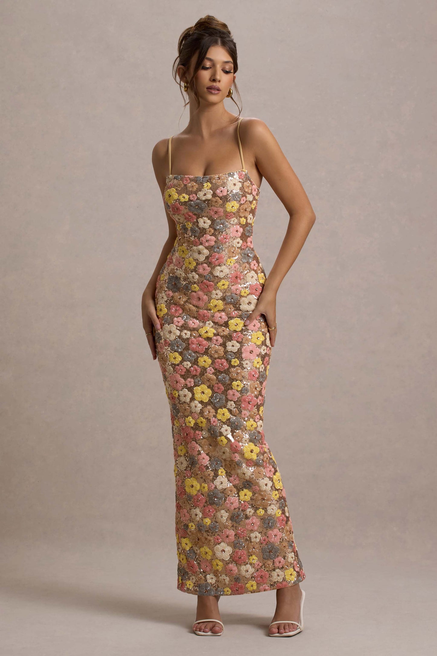 Julie | Women's Floral Glitter Bodycon Dress