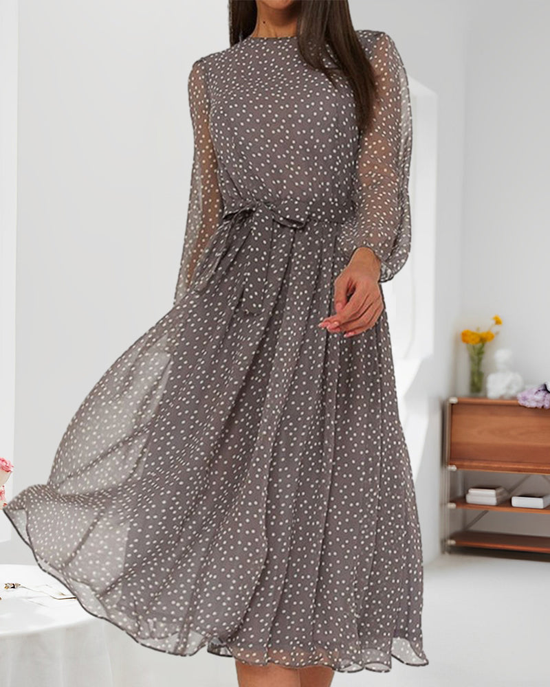 Violet | Women's Polka Dot Long-Sleeve Midi Dress