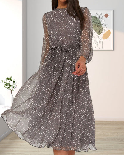 Violet | Women's Polka Dot Long-Sleeve Midi Dress