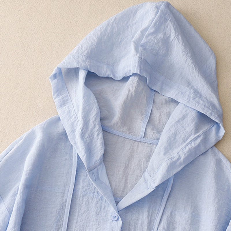 Wendy | Women's Casual Hooded Button-Front Blouse