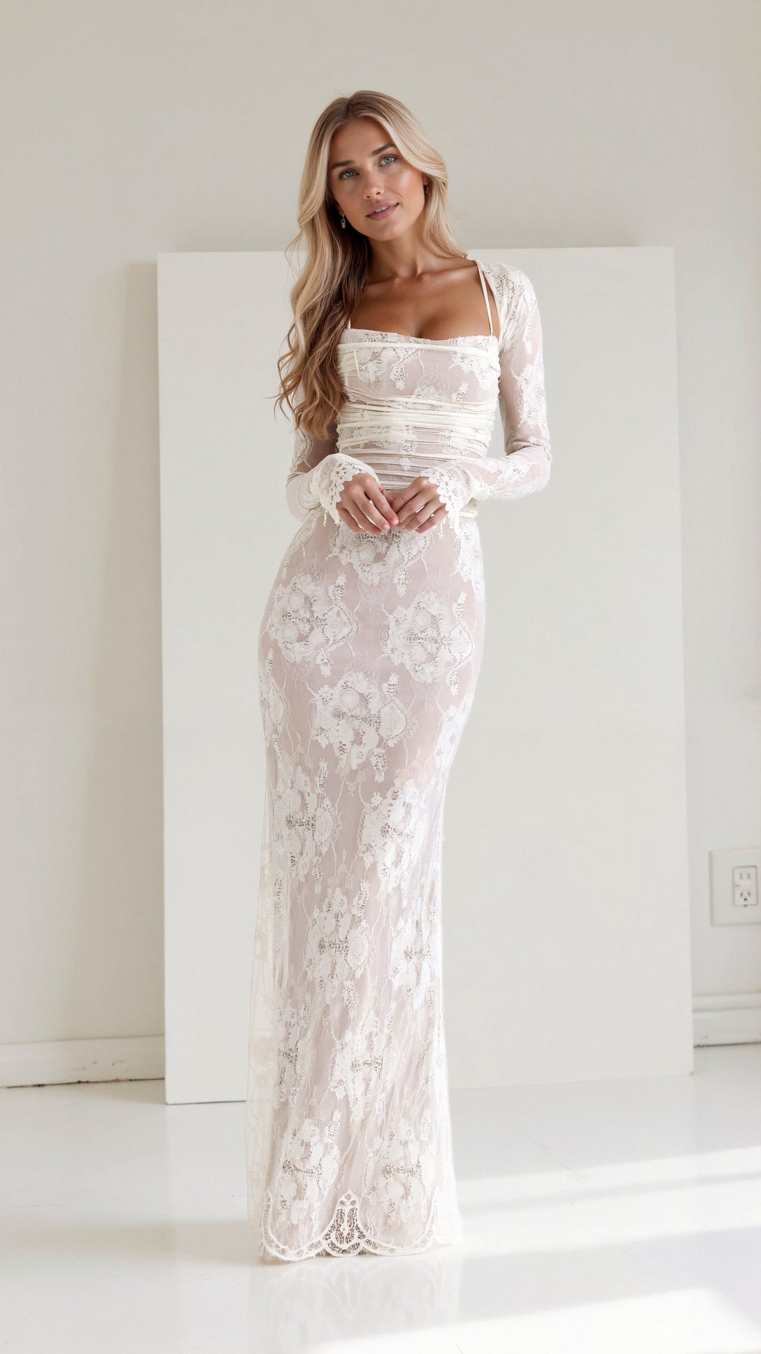 Zara | Women's Romantic Lace Maxi Gown