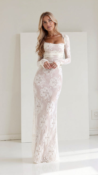 Zara | Women's Romantic Lace Maxi Gown